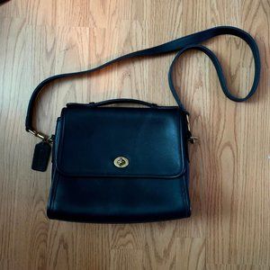 Vintage Coach Court Bag Navy